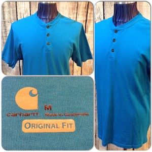 Carhartt SS Henley Men Medium Solid Blue H1-93